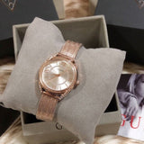 Guess Whisper Silver Dial Rose Gold Mesh Bracelet Watch for Women - W1084L3 Buy Now By Guess