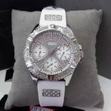 Guess Frontier Diamonds Silver Dial White Rubber Strap Watch For Women - W1160L4 Buy Now By Guess