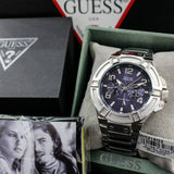 Guess Rigor Quartz Black Dial Silver Steel Strap Watch For Men - W0218G2 Buy Now By Guess