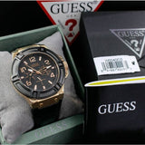Guess Rigor Analog Black Dial Black Leather Strap Watch For Men - W0040G5 Buy Now By Guess