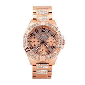 Guess Frontier Diamonds Rose Gold Dial Rose Gold Steel Strap Watch For Women - W1156L3 Buy Now By Guess