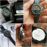 Guess Rigor Analog Black Dial Black Leather Strap Watch For Men - W0040G1 Buy Now By Guess