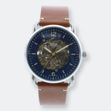 Fossil Commuter Automatic Skeleton Blue Dial Brown Leather Strap Watch for Men - ME3159 Buy Now By Fossil