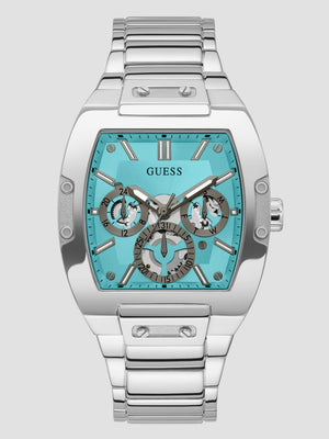 Guess Phoenix Multi Function Aqua Blue Dial Silver Steel Strap Watch for Men - GW0456G4 Buy Now By Guess
