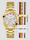 Guess Exclusive Multi Color White Dial Gold Steel Strap Watch for Women - GW0457L1 Buy Now By Guess
