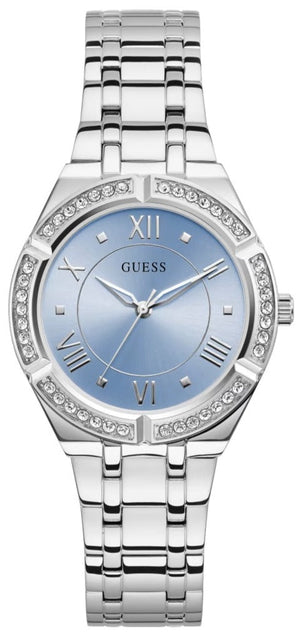 Guess Cosmo Diamonds Blue Dial Silver Steel Strap Watch for Women - GW0033L5 Buy Now By Guess