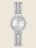 Guess Gala Diamonds Silver Dial Silver Steel Strap Watch for Women - GW0401L1 Buy Now By Guess