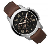 Fossil Grant Chronograph Black Dial Brown Leather Strap Watch for Men - FS4813 Buy Now By Fossil