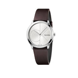 Calvin Klein Minimal Silver Dial Brown Leather Strap Watch for Men - K3M221G6 Buy Now By Calvin Klein
