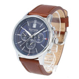 Tommy Hilfiger Kyle Multifunction Blue Dial Brown Leather Strap Watch for Men - 1791629 Buy Now By Tommy Hilfiger