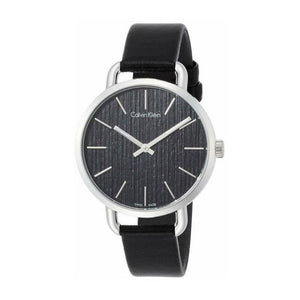 Calvin Klein Even Black Dial Black Leather Strap Watch for Women - K7B231C1 Buy Now By Calvin Klein