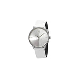 Calvin Klein Accent Silver Dial White Leather Strap Watch for Women - K2Y2X1K6 Buy Now By Calvin Klein