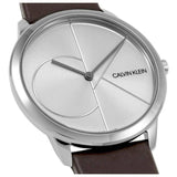 Calvin Klein Minimal Silver Dial Brown Leather Strap Watch for Men - K3M211G6 Buy Now By Calvin Klein