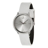 Calvin Klein Accent Silver Dial White Leather Strap Watch for Women - K2Y2X1K6 Buy Now By Calvin Klein