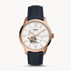 Fossil Townsman Automatic White Dial Navy Blue Leather Strap Watch for Men - ME3171 Buy Now By Fossil