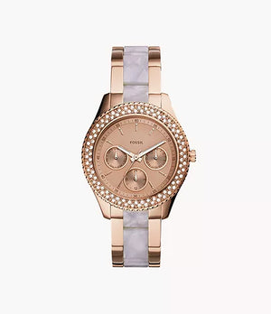 Fossil Stella Multifunction Rose Gold Dial Two Tone Steel Strap Watch for Women - ES4755 Buy Now By Fossil