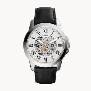 Fossil Grant Automatic Skeleton White Dial Black Leather Strap Watch for Men - ME3101 Buy Now By Fossil