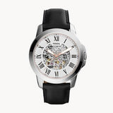 Fossil Grant Automatic Skeleton White Dial Black Leather Strap Watch for Men - ME3101 Buy Now By Fossil