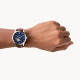 Fossil Townsman Automatic Blue Dial Brown Leather Strap Watch for Men - ME3110 Buy Now By Fossil