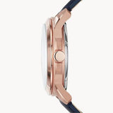 Fossil Grant Automatic Skeleton Blue Dial Blue Leather Strap Watch for Men - ME3102 Buy Now By Fossil