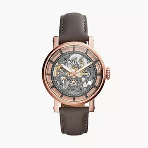 Fossil Boyfriend Automatic Skeleton Grey Dial Grey Leather Strap Watch for Women - ME3089 Buy Now By Fossil
