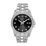 Bulova Crystal Collection Black Dial Silver Steel Strap Watch for Men - 96K104 Buy Now By Bulova