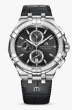 Maurice Lacroix Aikon Chronograph Black Dial Black Leather Strap Watch for Men - AI1018-SS001-330-1 Buy Now By Maurice Lacroix