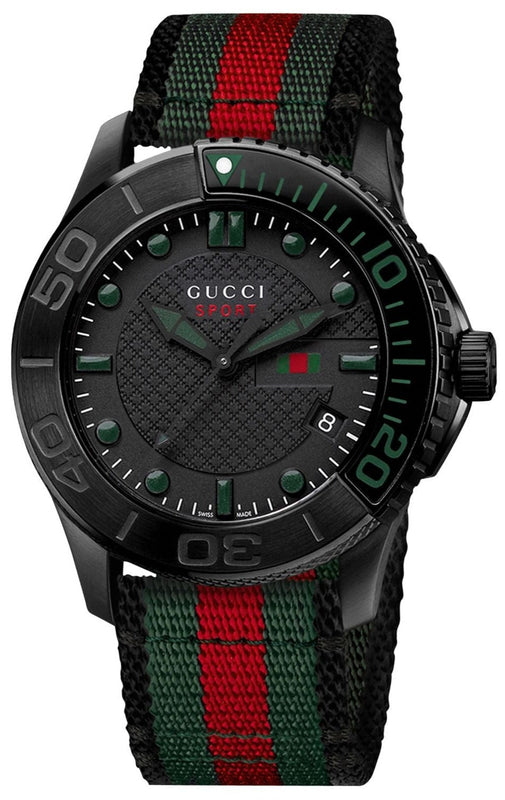 Gucci G Timeless Sport Black Dial Two Tone NATO Strap Watch For Men - YA126229 Buy Now By Gucci