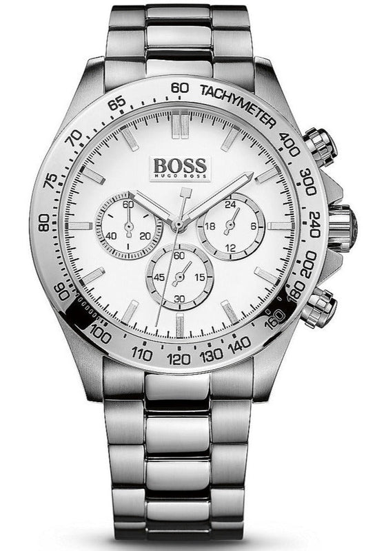 Hugo Boss Ikon Chronograph White Dial Silver Steel Strap Watch for Men - 1512962 Buy Now By Hugo Boss