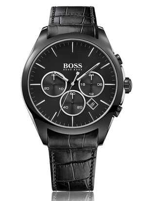 Hugo Boss Onyx Black Dial Black Leather Strap Watch for Men - 1513367 Buy Now By Hugo Boss