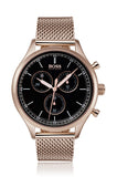 Hugo Boss Companion Quartz Black Dial Rose Gold Mesh Bracelet Watch For Men - HB1513548 Buy Now By Hugo Boss