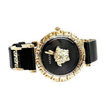 Versace Palazzo Empire Greca Black Dial Black Leather Strap Watch for Women - VEDV00119 Buy Now By Versace