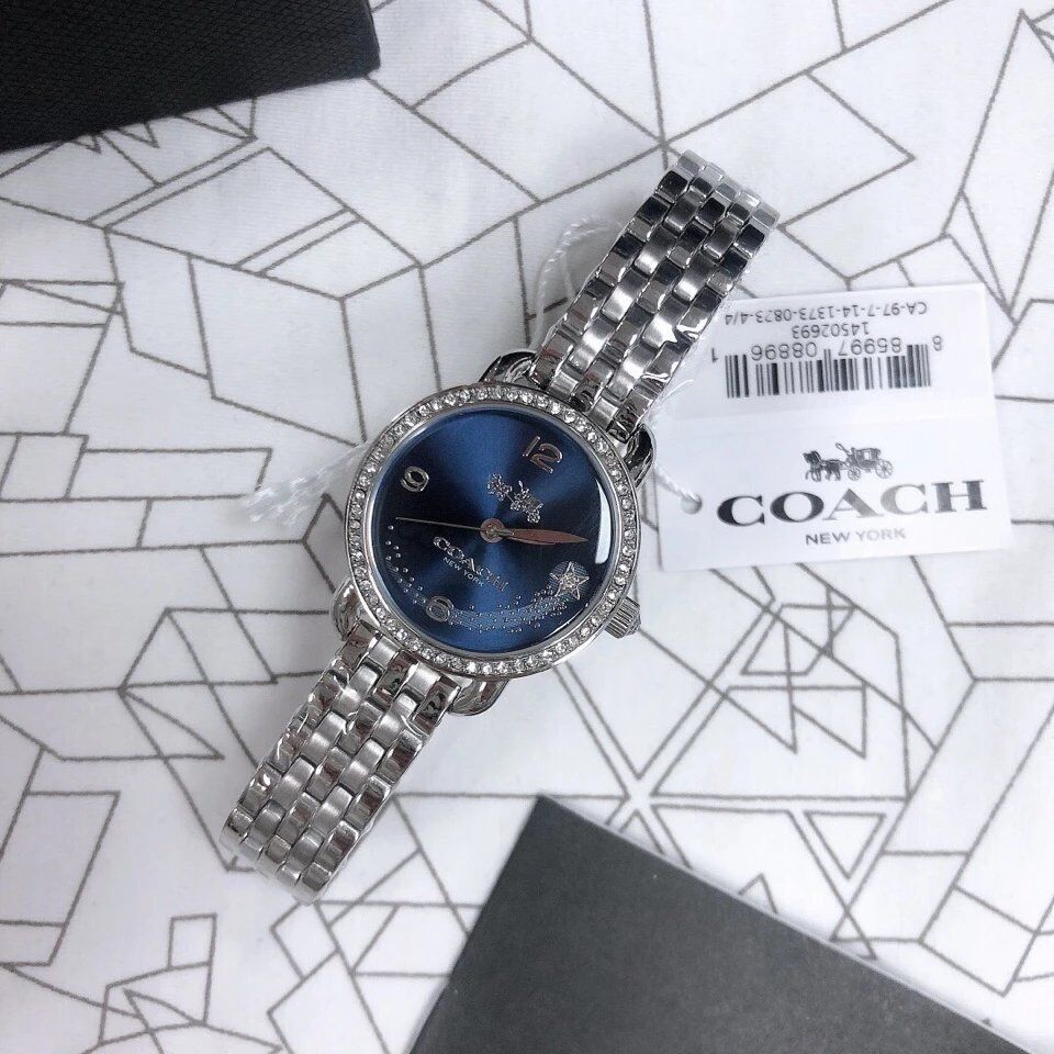 Coach Glitz Blue Dial Silver Steel Strap Watch for Women - 14502693 Buy Now By Coach
