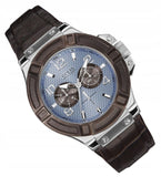 Guess Rigor Analogue Quartz Blue Dial Brown Leather Strap Watch For Men - W0040G10 Buy Now By Guess