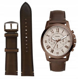 Fossil Grant Chronograph White Dial Brown Leather Strap Watch for Men - FS5344 Buy Now By Fossil