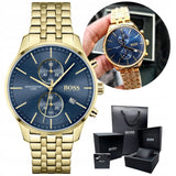 Hugo Boss Associate Blue Dial Gold Steel Strap Watch for Men - 1513841 Buy Now By Hugo Boss