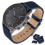 Tommy Hilfiger Chase Grey Dial Blue Leather Strap Watch for Men - 1791578 Buy Now By Tommy Hilfiger
