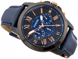 Fossil Grant Chronograph Black Dial Blue Leather Strap Watch for Men - FS5061 Buy Now By Fossil