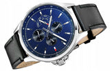 Tommy Hilfiger Shawn Multifunction Quartz Blue Dial Black Leather Strap Watch for Men - 1791616 Buy Now By Tommy Hilfiger