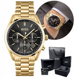 Hugo Boss Champion Black Dial Gold Steel Strap Watch for Men - 1513848 Buy Now By Hugo Boss