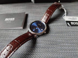 Hugo Boss Corporal Blue Dial Brown Leather Strap Watch for Men - 151363 Buy Now By Hugo Boss