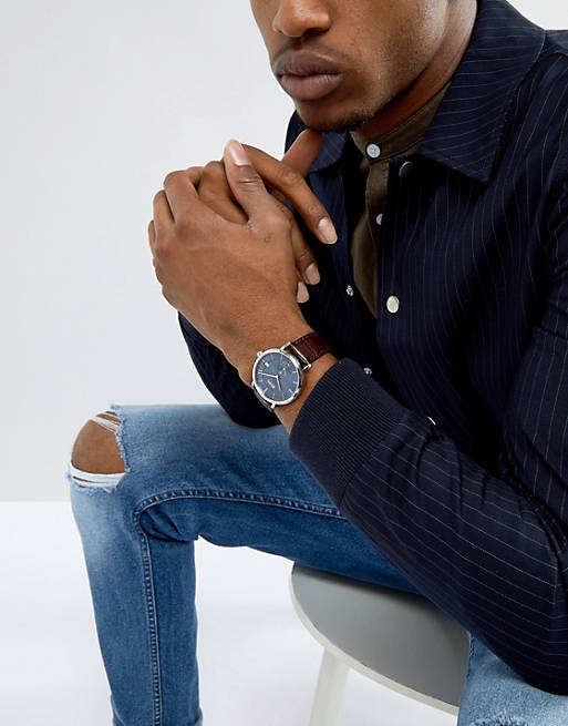 Hugo Boss Corporal Blue Dial Brown Leather Strap Watch for Men - 151363 Buy Now By Hugo Boss