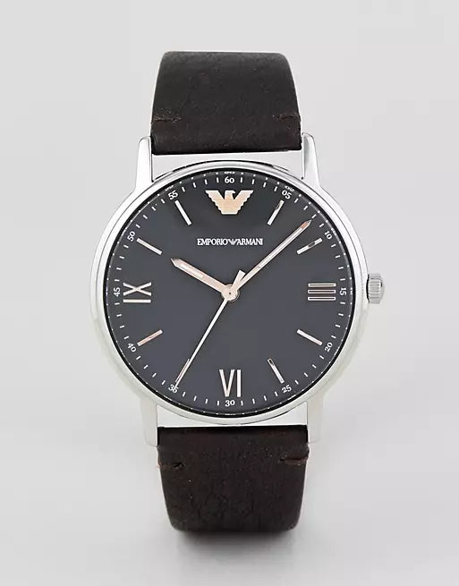 Emporio Armani Kappa Quartz Black Dial Brown Leather Strap Watch For Men - AR11153 Buy Now By Emporio Armani