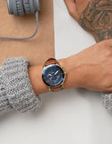 Fossil Grant Sport Chronograph Blue Dial Brown Leather Strap Watch for Men - FS5268 Buy Now By Fossil
