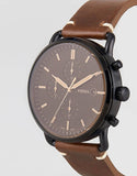 Fossil Commuter Chronograph Black Dial Brown Leather Strap Watch for Men - FS5403 Buy Now By Fossil