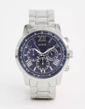Guess Horizon Chronograph Quartz Blue Dial Silver Steel Strap Watch for Men - W0379G3 Buy Now By Guess