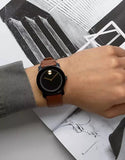 Movado Bold Black Dial Brown Leather Strap Watch For Men - 3600305 Buy Now By Movado