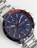 Tommy Hilfiger Bank Chronograph Blue Dial Silver Steel Strap Watch for Men - 1791718 Buy Now By Tommy Hilfiger
