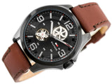 Tommy Hilfiger Bruce Automatic Black Dial Brown Leather Strap Watch for Men - 1791280 Buy Now By Tommy Hilfiger