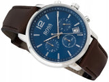 Hugo Boss Attitude Blue Dial Brown Leather Strap Watch for Men - 1513606 Buy Now By Hugo Boss